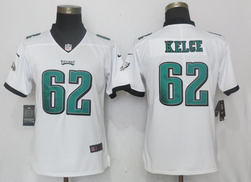 Women Philadelphia Eagles 62 Kelce White Vapor Untouchable Playe Nike NFL Jerseys